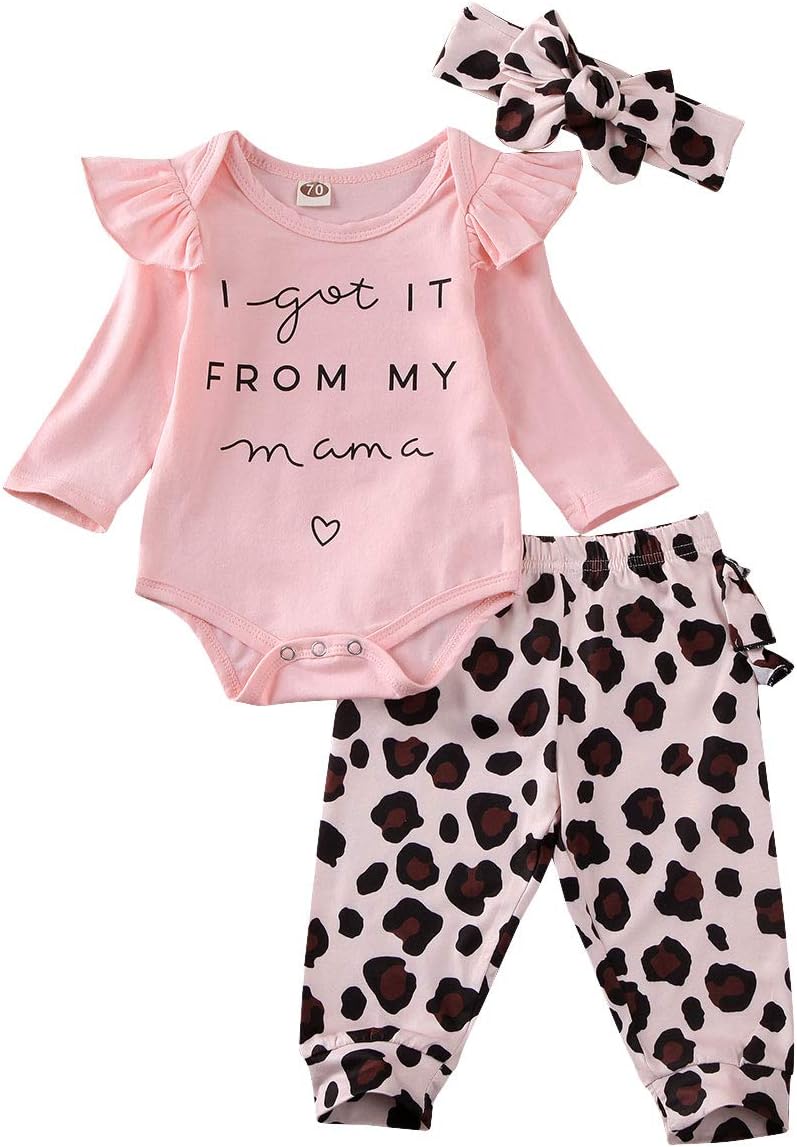 Geagodelia 4Pcs/Set Baby Girls Outfit Clothes Newborn Infant Autumn Long Sleeve Romper Pants Headband Hat
