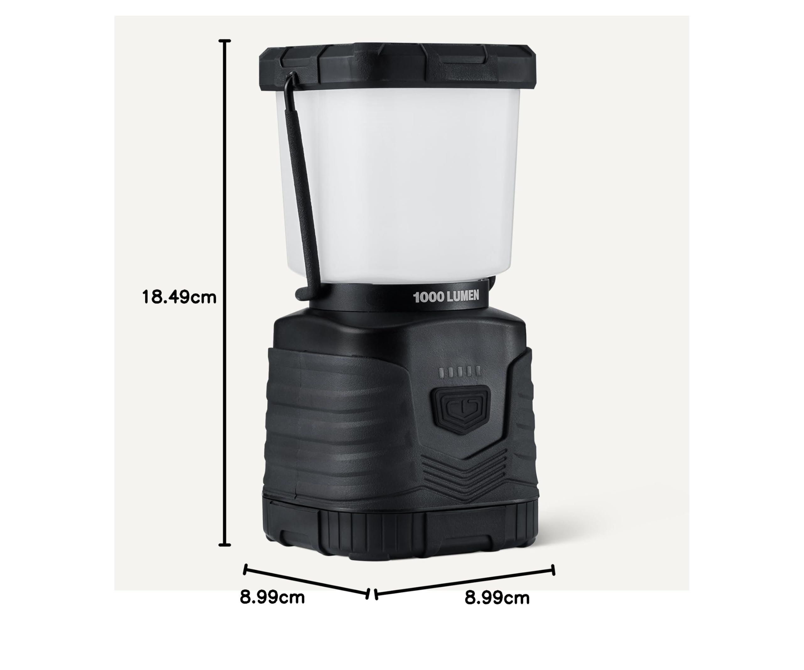 Amazon Basics Lanterna da Campeggio LED con 4 Modalità di Illuminazione - Luce Portatile 1000 Lumen con Illuminazione a 360° - Lanterna Resistente all'Acqua - Batterie Non Incluse - Nero