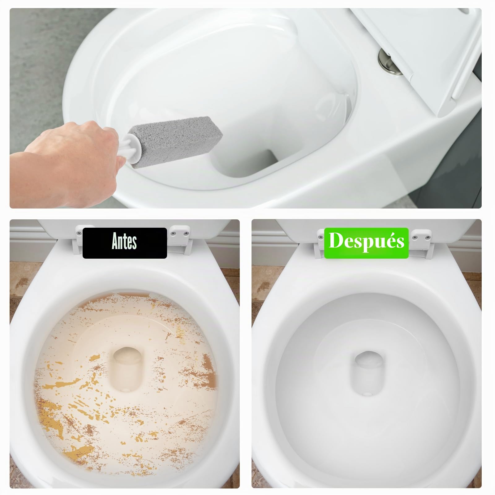 4 Piezas Limpieza Piedra Pomez, Bloque para Limpieza WC Piedra Pómez Limpiadora Cleaning Block WC Limpiador de Inodoros Piedra Pomez para Limpieza Piedras de Limpiezas con Mango para Baño, Aseo