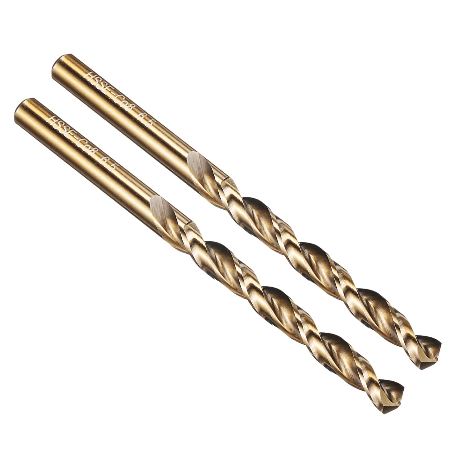 PATIKIL 6.5mm Drill Bit Jobber Straight Shank M42 135° Gold Finish 2Pcs — image 1