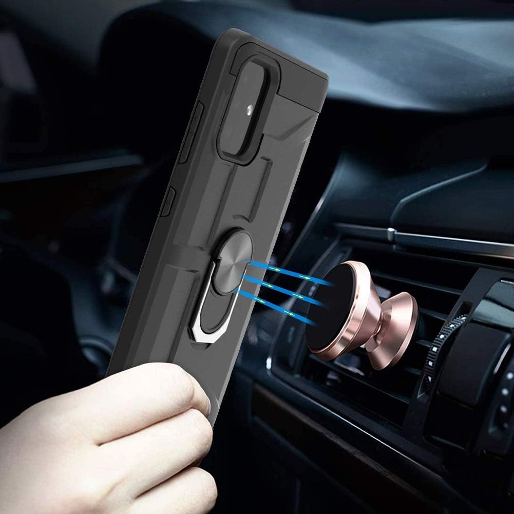 DagoRoo Compatible for LG K92 5G case with Tempered Glass Screen Protector, 360 Degree Rotation Finger Ring Grip Holder Kickstand Case Cover for LG K92 5G (CK-Black)