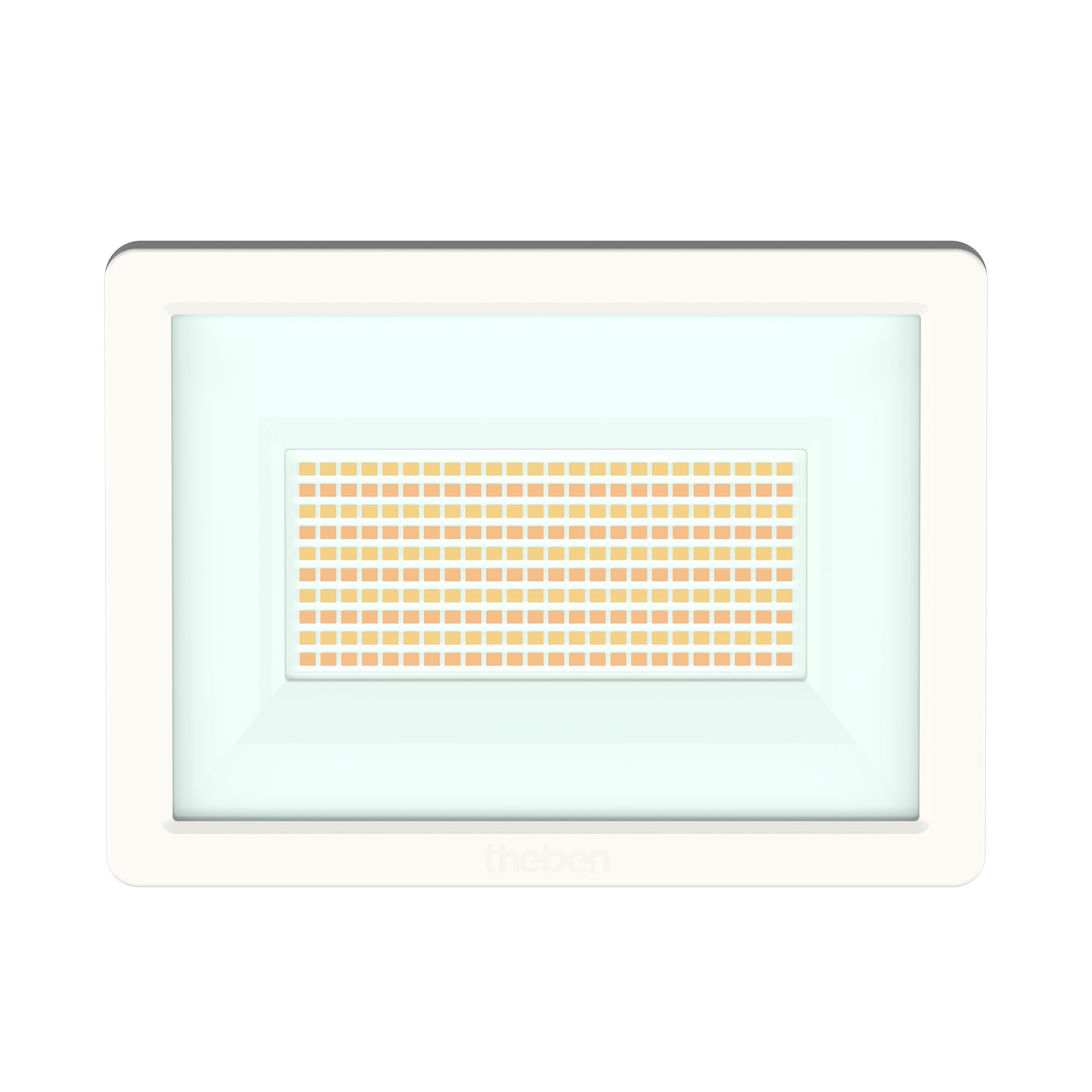 Theben 1020676 theLeda B50 Dual WH foco LED 50 W mural exterior IP65 | 3000 K cálido/4000 K neutro conmutable, 6900 lm, DarkSky, lente transparente, 90° arriba/70° abajo, sensor opcional, blanco