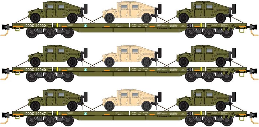 Micro Trains N DODX Flat W/HUMVEES - 3-Pack
