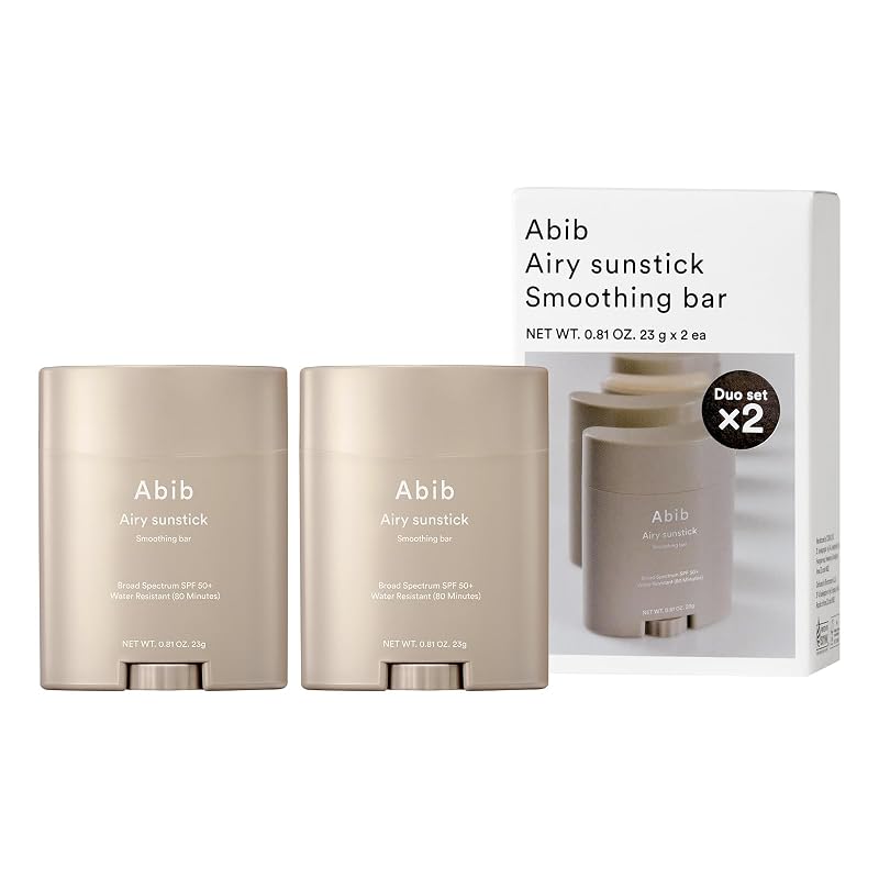 Abib Airy Sunstick Protection Bar DUO FPS50+, protetor solar facial em bastão, acabamento semimate, 2 unidades