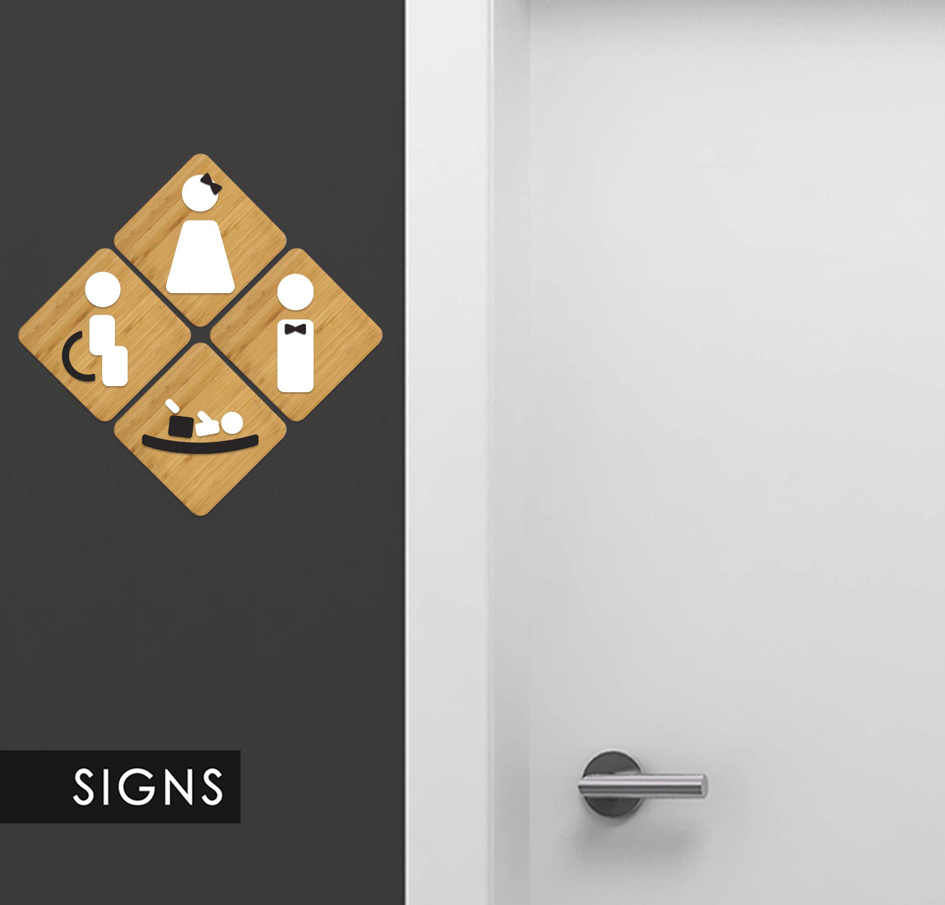 Simbolo Uomo Donna Disabili Per WC - Targa Adesiva In Plexiglass Argento, Per Porte Bagni Pubblici - Foto 4