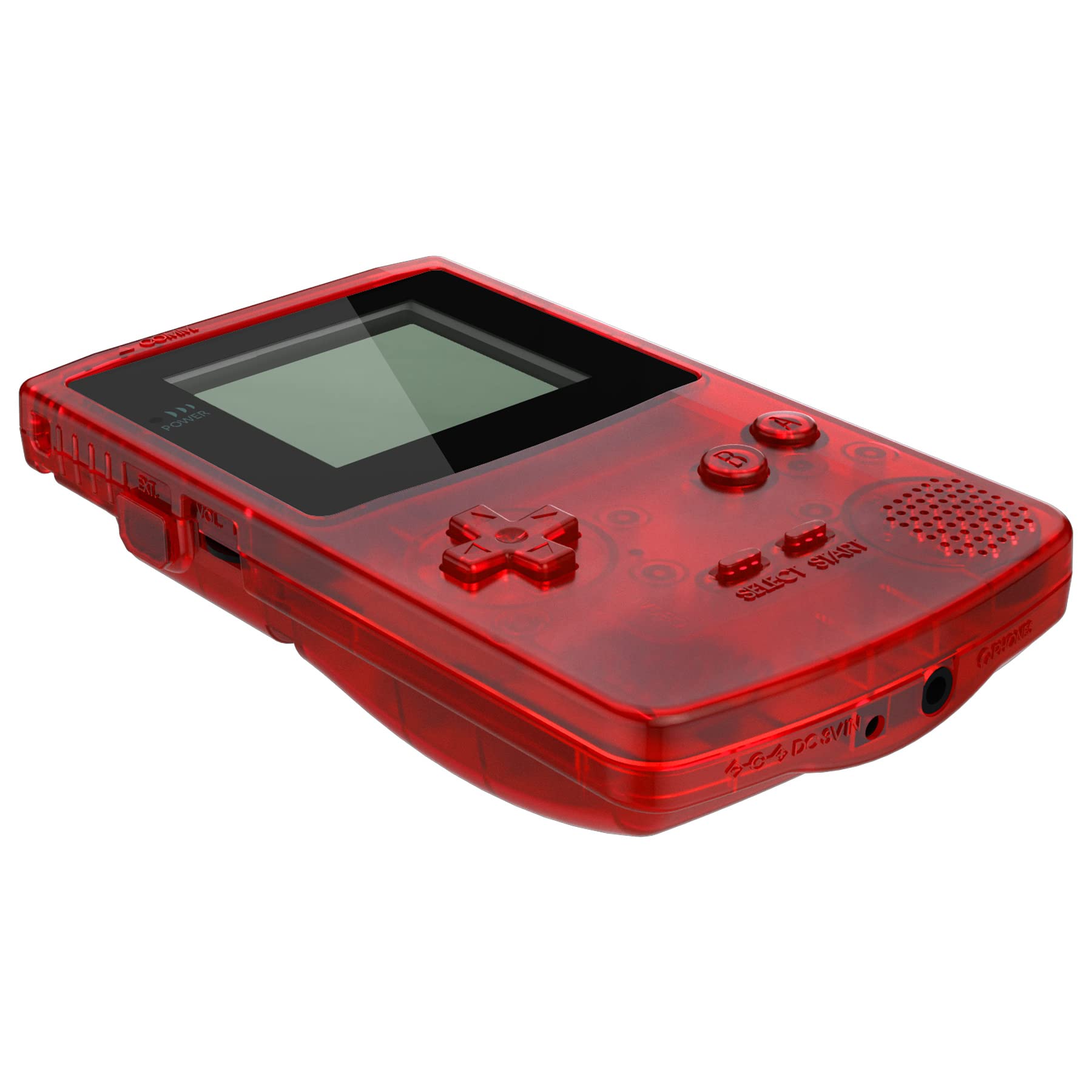 eXtremeRate Carcasa Transparente IPS Ready para Game Boy Color (GBC), Compatible con OSD IPS y LCD Estándar, Kit de Funda con Botones para Game Boy - Sin Consola ni Pantalla, Rojo