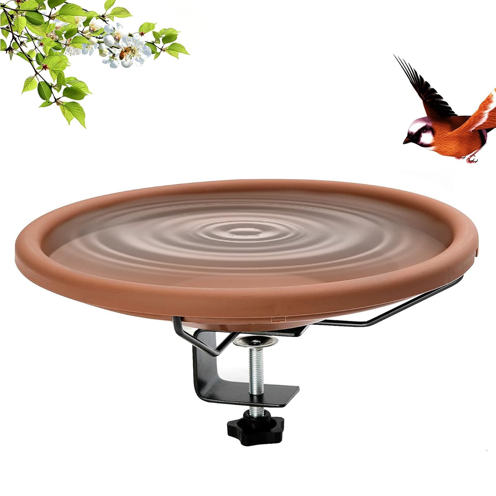 Bain d'oiseaux extérieur pour colibri et perruche abreuvoir de jardin avec fixation par clip