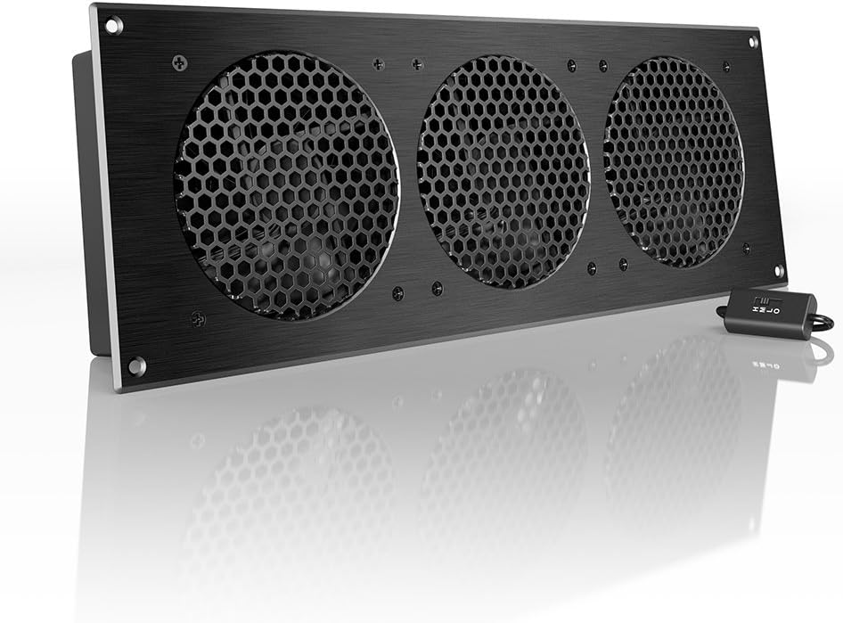 AC Infinity AIRPLATE S9, Quiet Cooling Fan System 18" with Speed Control, for Home Theater AV Cabinet Cooling