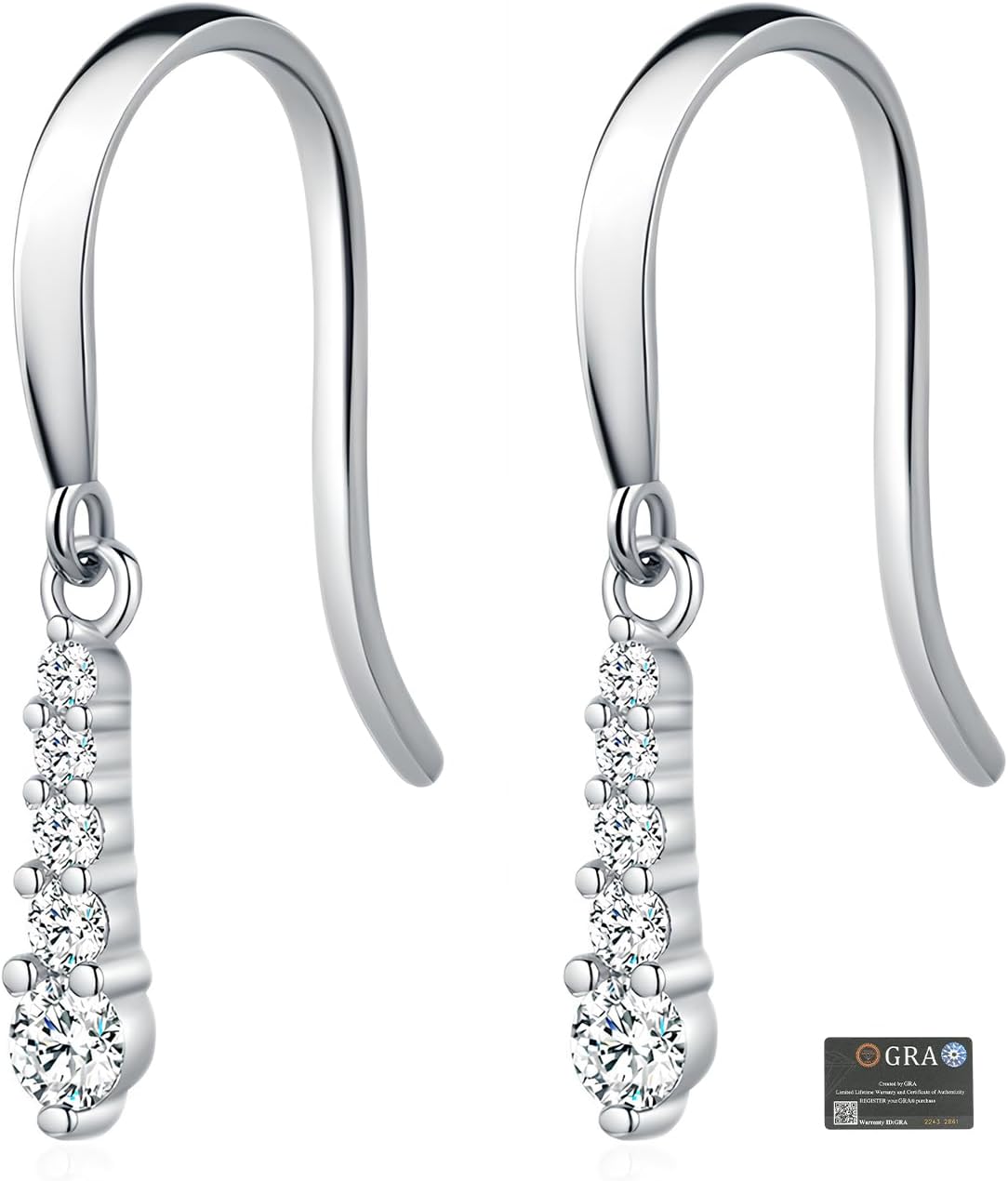 Moissanite Drop Dangle Earrings for Women, Small 925 Sterling Silver Hypoallergenic Earrings, Dainty Jewelry Gift for Her