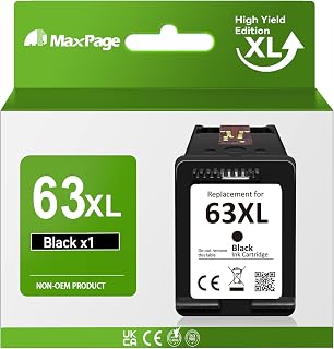 MaxPage 63XL Black High-Yield Ink Cartridge Compatible for HP 63XL Works for OfficeJet 4650 5255 3830 4655 5200 4652 5252,for Envy 4520 4510 4512 3634,for DeskJet 3636 1112 3630 2130 3632 2132 3637 Printer
