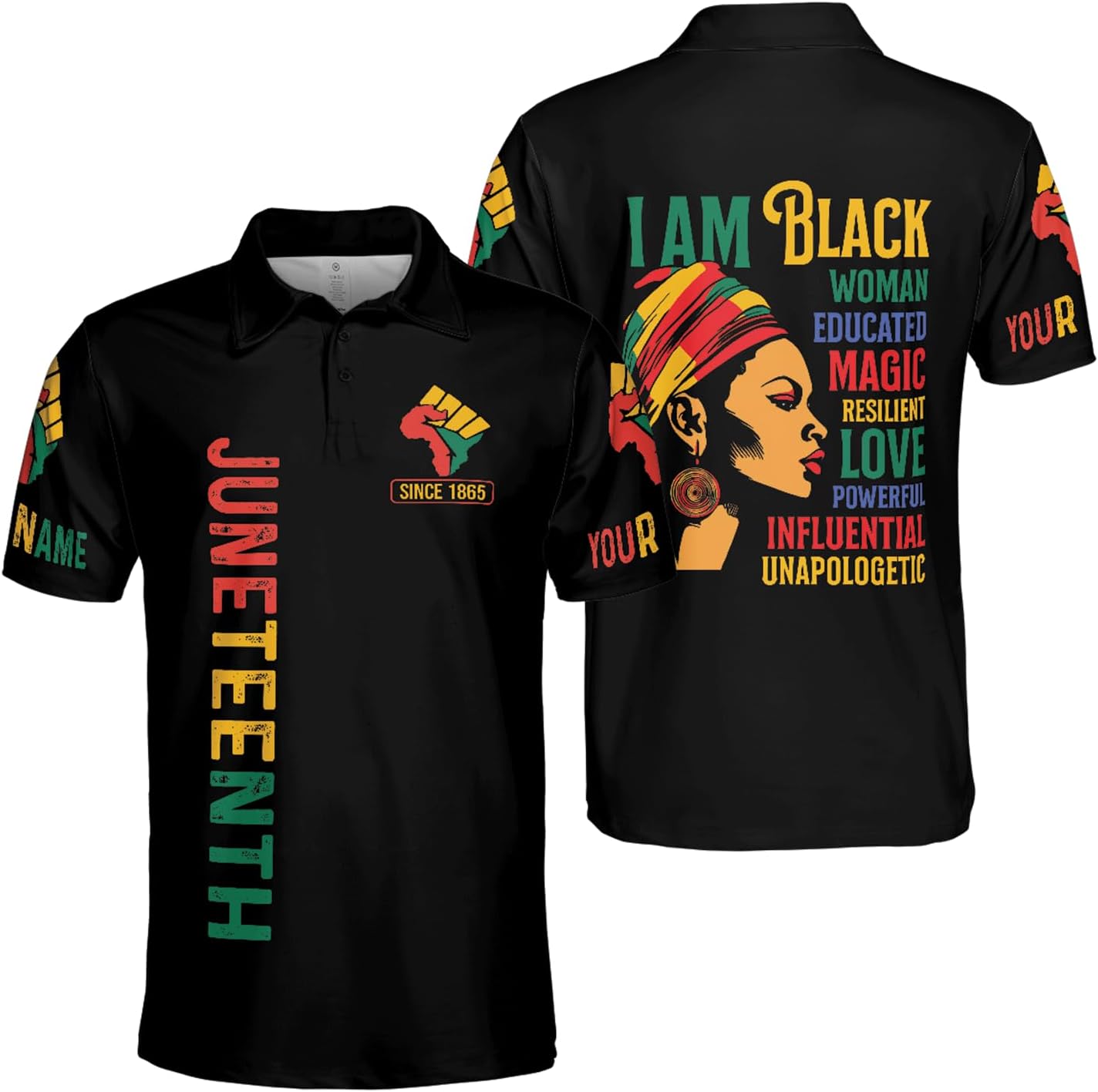 ThuhaTree Store Personalized Juneteenth Men & Women Polo Shirt S-5XL, juneteenth Polo Shirt for Men, juneteenth Shirts Women Polo (Style 12) Multi
