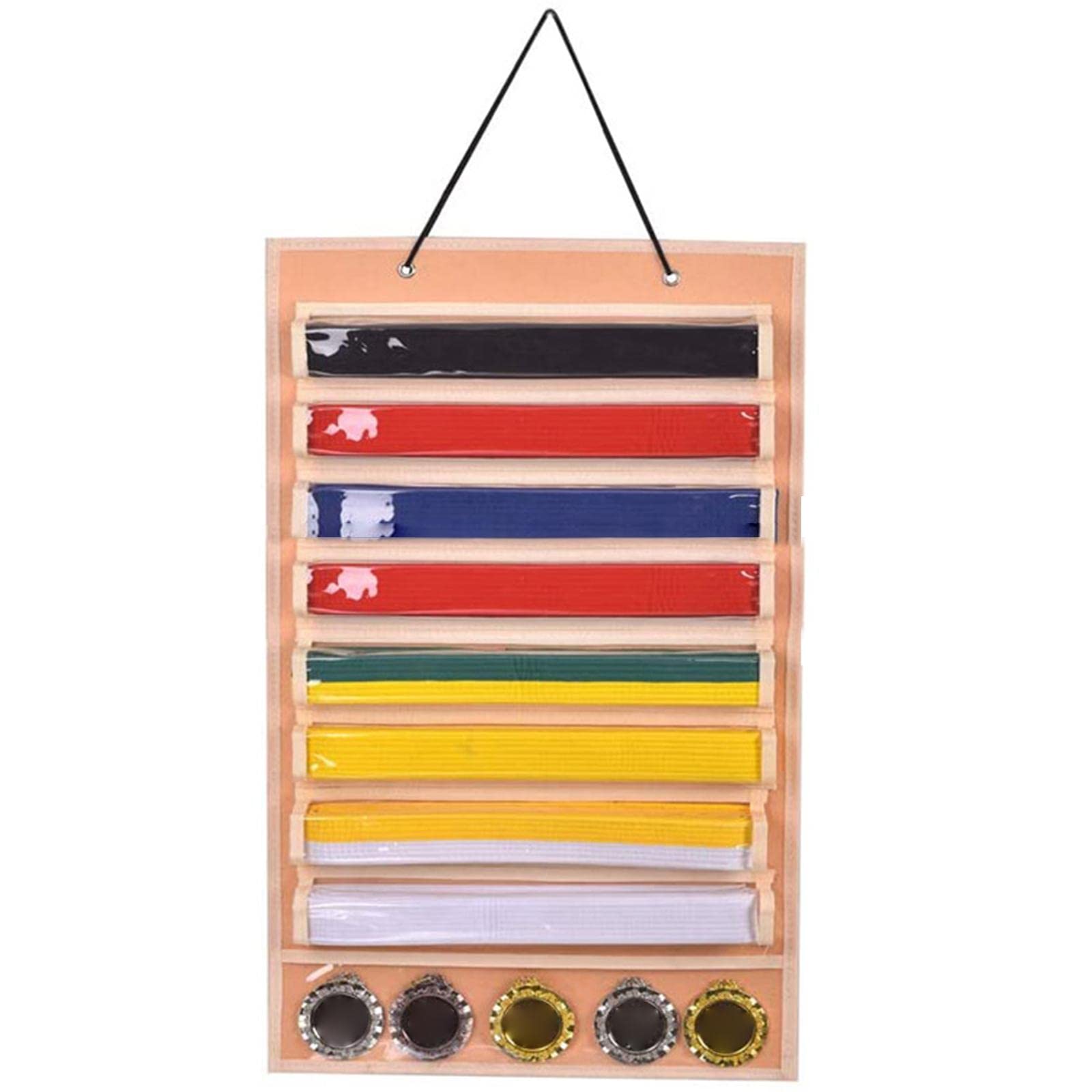 Portacinture Per Arti Marziali - Display Per 8 Cinture E 5 Medaglie, Ideale Per Karate, Judo, Taekwondo (Rosa Sakura) - Foto 10