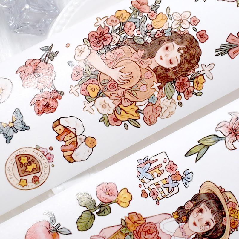 Image of New Popular PET Tape Modern Girls Collage Glossy Washi Tape for Decoration Small Fresh Flower Materials (90726)