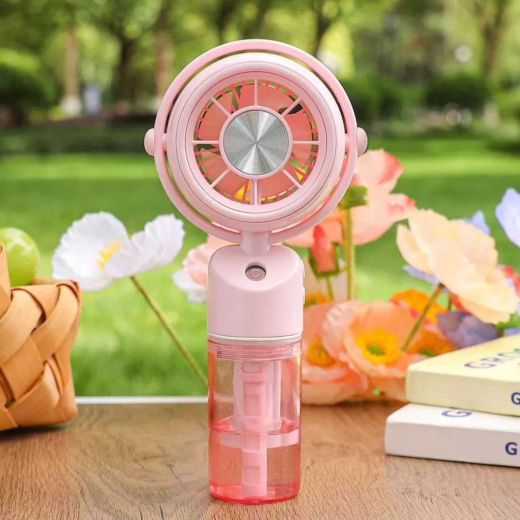 Portable USB Rechargeable Table Fan, Pink and White, Plastic, 4 Speeds, Touch Control, 5W, for Bedroom and Office-image-14