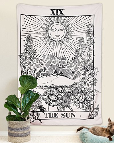 Bleum Cade Tarot Tapestry The Moon The Star The Sun Tapestry Medieval Europe Divination Tapestry Wall Hanging Tapestries Mysterious Wall Tapestry For Home Decor (51×59 Inches, The Sun) #TOP2