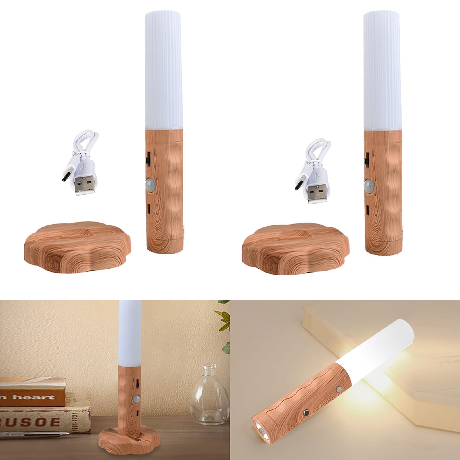 Aplique de Pared para Interiores, Recargable por USB, Regulable, LED de Noche, 3 en 1, lámpara de Pared inalámbrica, Sensor de Movimiento, Linterna de Pared para Dormitorio, pasil
