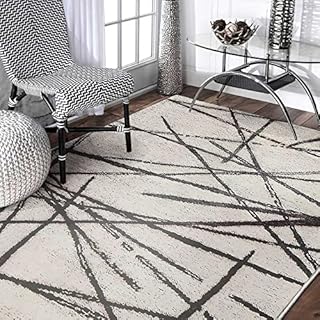 Leesentec Area Rugs Living Room Rugs Bedroom Rug Modern Short Pile Rugs Artistic Bohemian Rugs Abstract Geometric Straight Line Pattern Carpets Non-slip Large Rug (Beige pattern, 160x 200 cm)