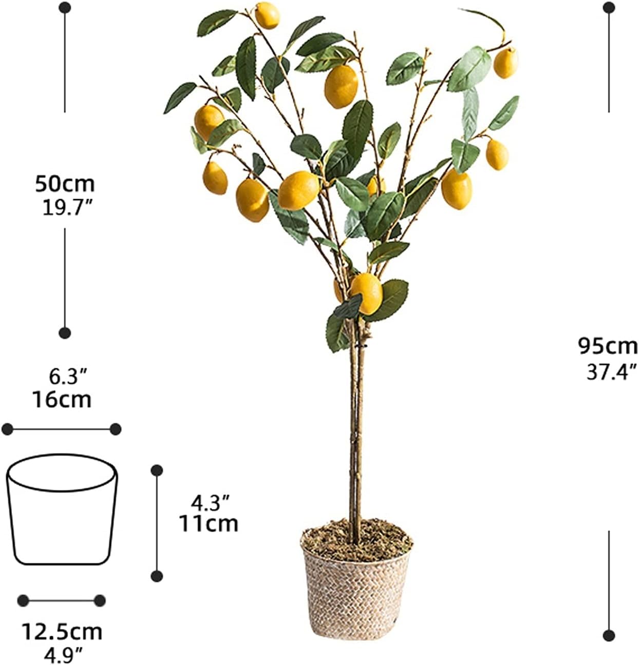 Artificial Lemon Tree Plant in Weave Pot Potted Fake Plants Flower Home Party Garden Decoration
