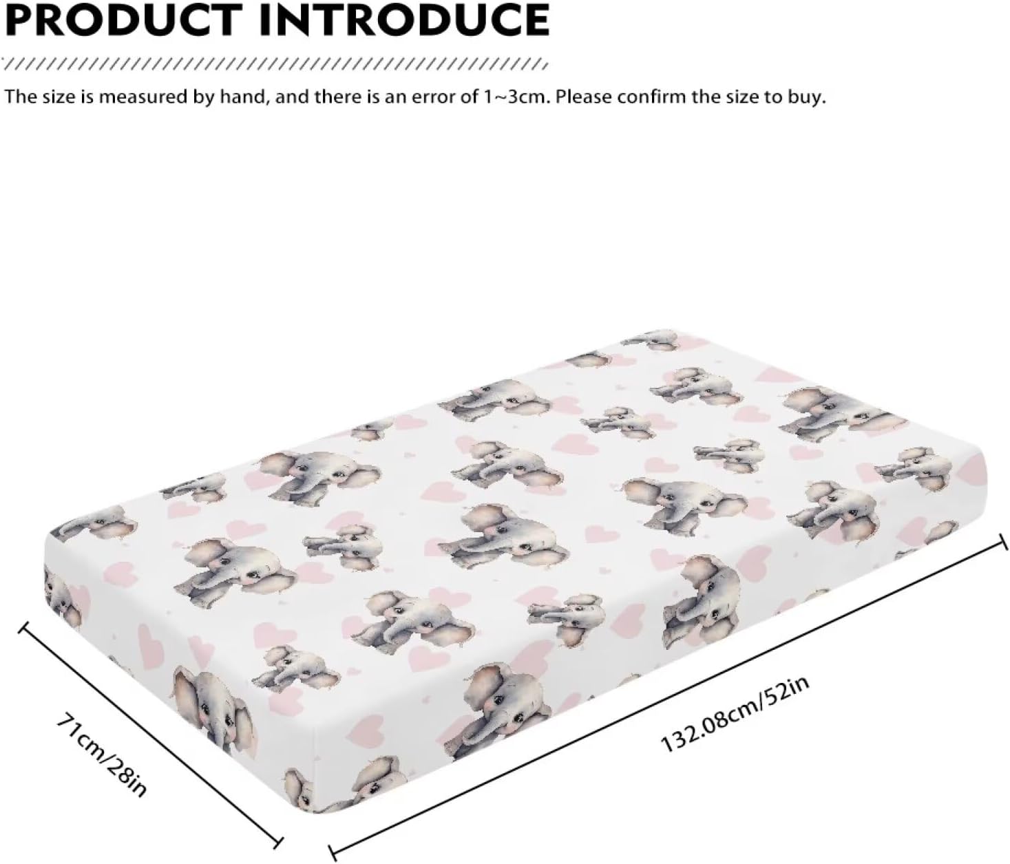 Baby Crib Sheets for Boys Girls Cute Elephant Crib Sheet Breathable Microfiber Fitted Crib Sheet for Standard Crib and Toddler Mattress,52 x 28 Inches
