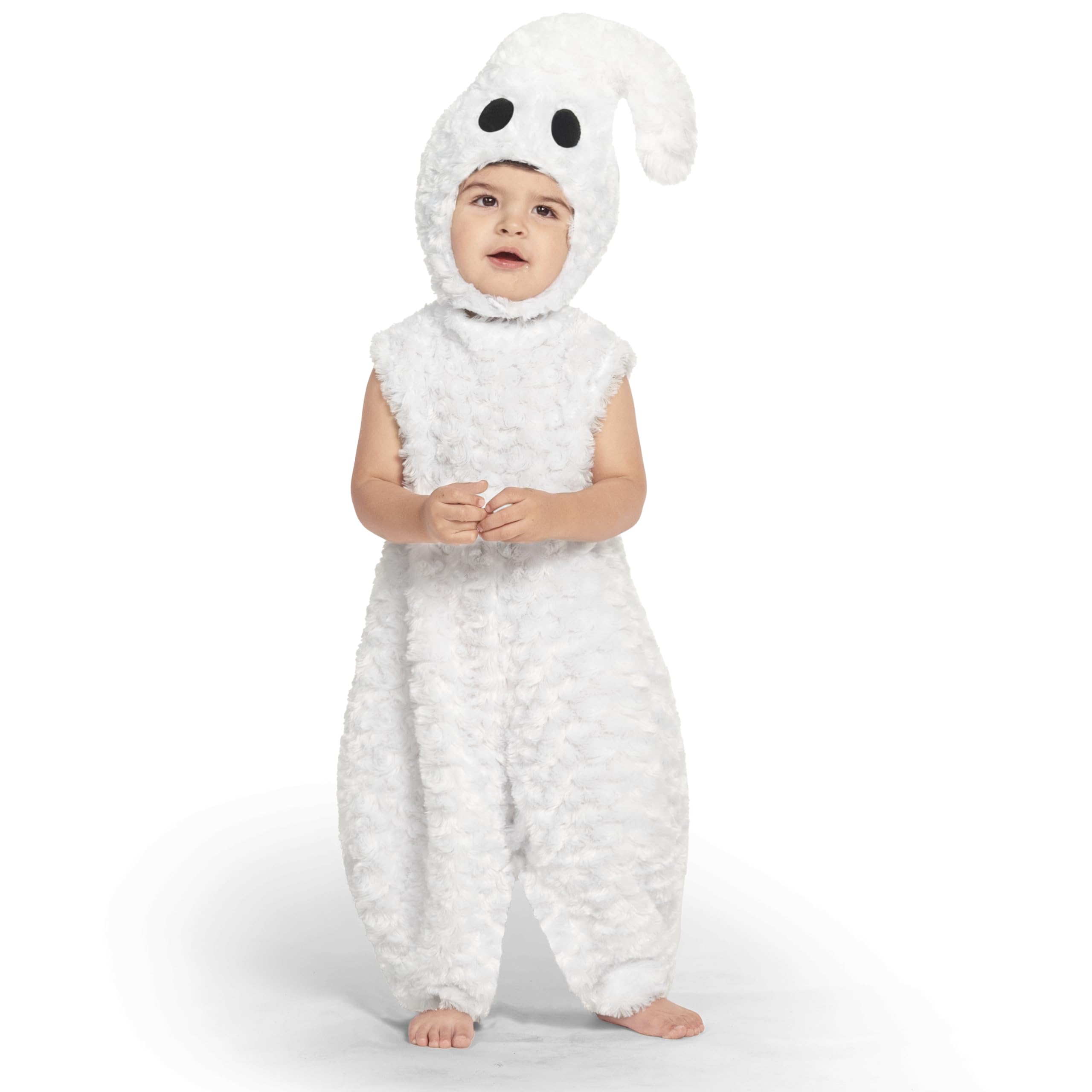 Spooktacular Creations Halloween Baby Ghost Costume, Kids White Belly Costume, Ghost Jumpsuit for Toddlers, Infants