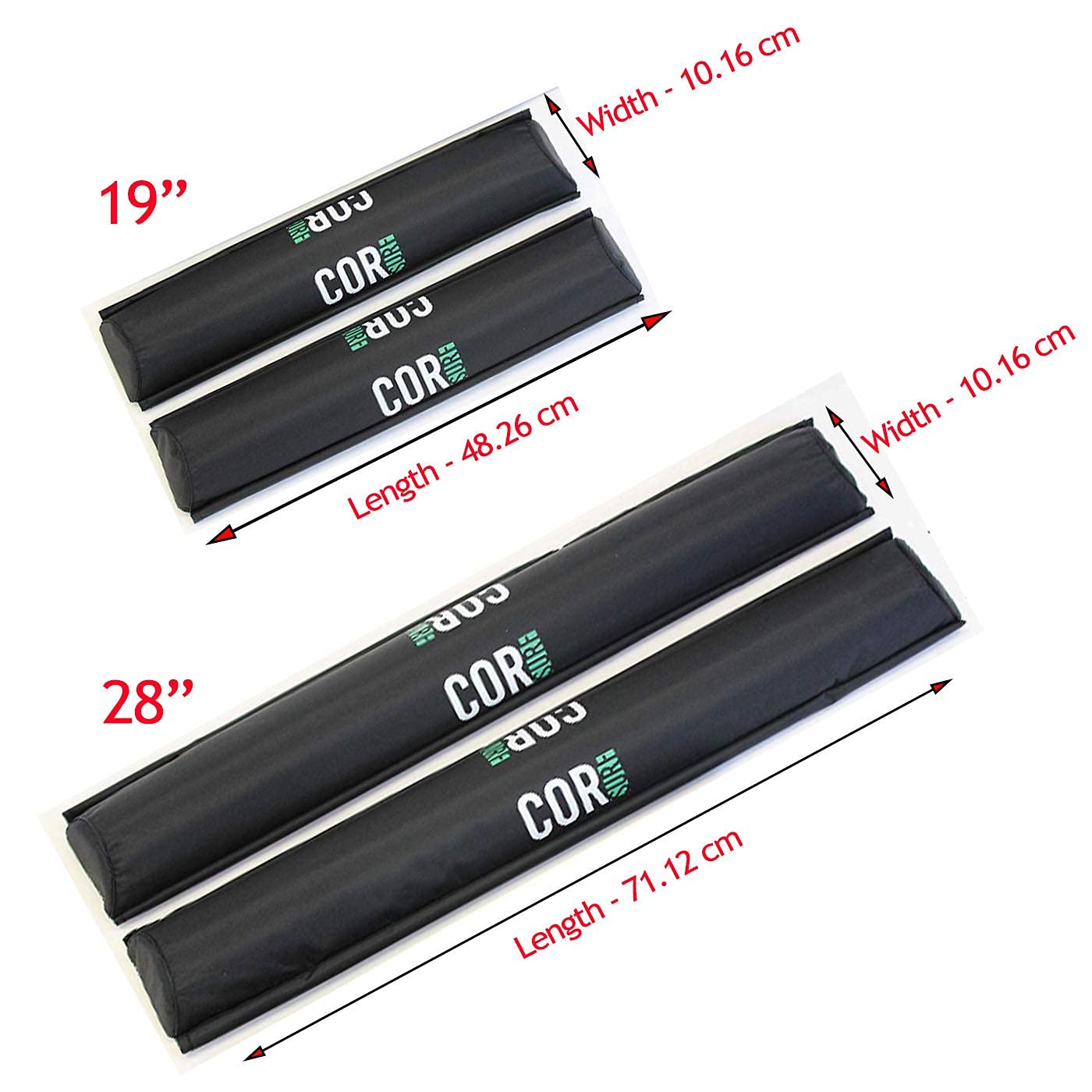 COR Surf Pads de galerie de Toit | Support pour Planche de Surf Kayak Sup | [Paire] pour Les Grandes Barres aérodynamiques (48CM)