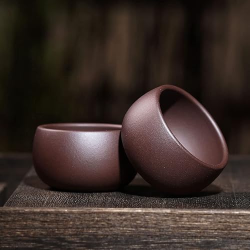 Yxhupot Teacup 2Pcs Chinese Yixing Clay Genuine Red Dahongpao Zini Zisha Gongfu Tea Cups 50Ml (Zini) #TOP5