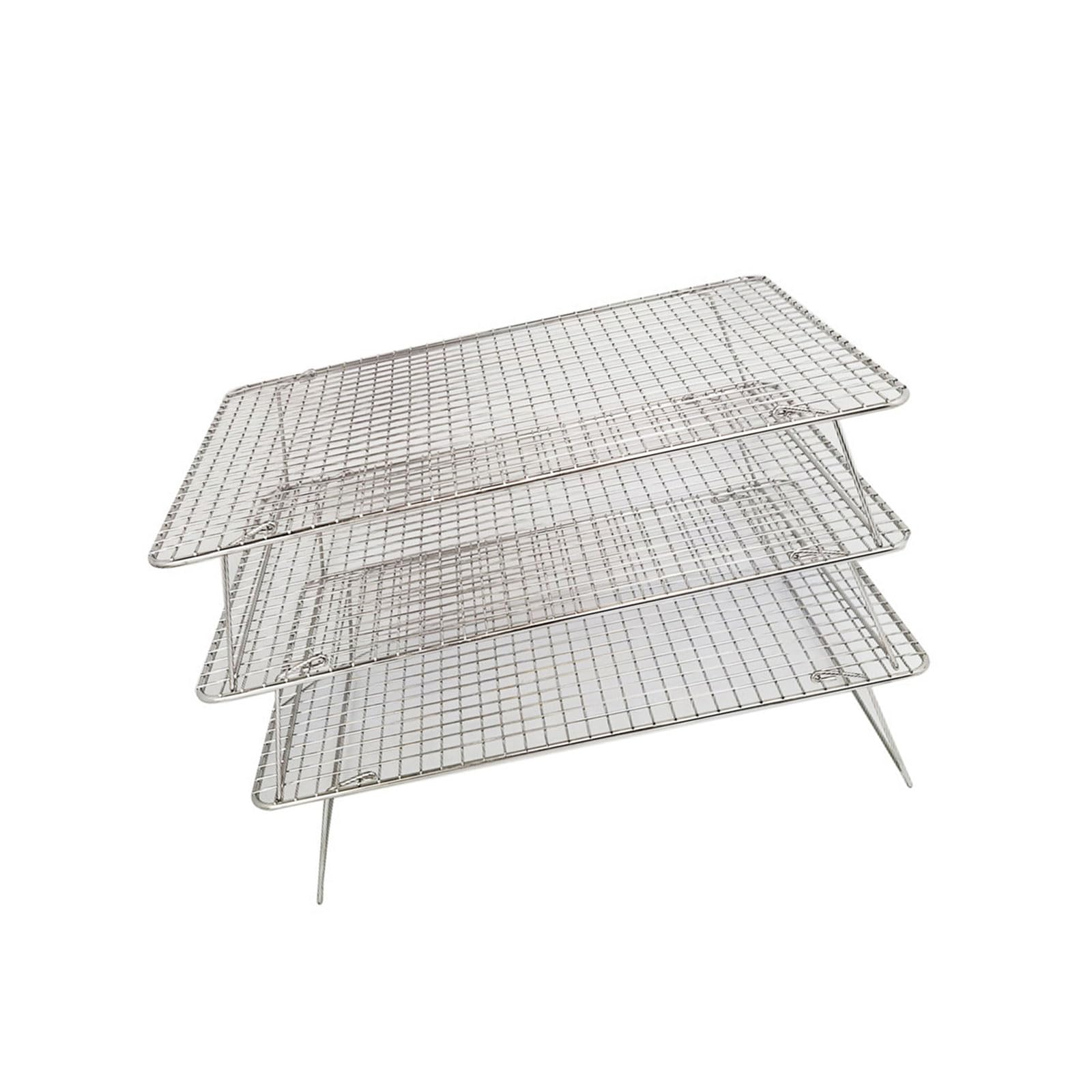 ZEPFJHE Kitchen 3 Section Cooling Rack for Cakes Breads Constructed From Rust Proof Stainless Steel with Foldable Design Space Saving Baking Rack