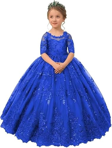 Fancy Flower Girl Dress for Wedding Appliques Ball Gown Dresses for Girls Pageant Princess Gown