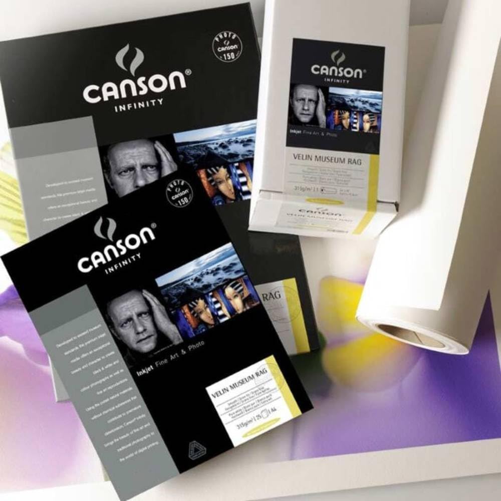 Canson Infinity Velin Museum Rag 315gsm, Natural White Matte Inkjet Paper, A3+, Box of 25 Sheets