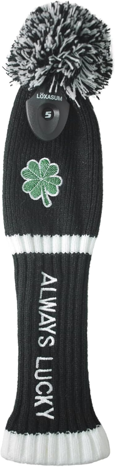 ゴルフクラブヘッドカバー 1 3 5セット ニット 聖パトリックの日ギフト オリジナルクローバー刺繍 Always Lucky 46