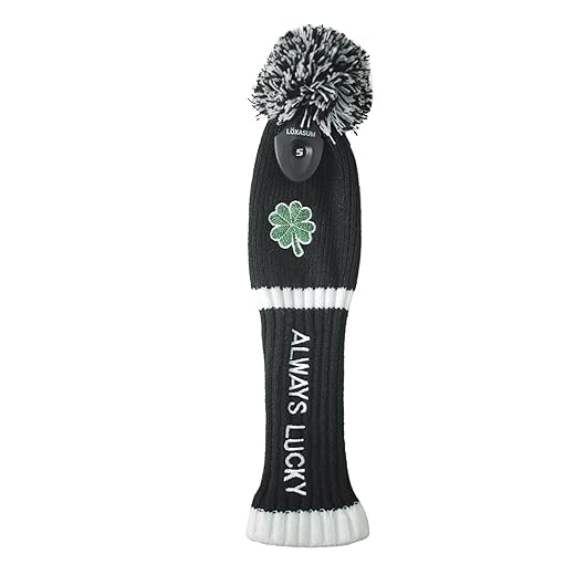 Golf Club Head Covers 1 3 5 St. Patrick's Day Gift Original Embroidered Clover Always Lucky 460cc Wood Pom Pom