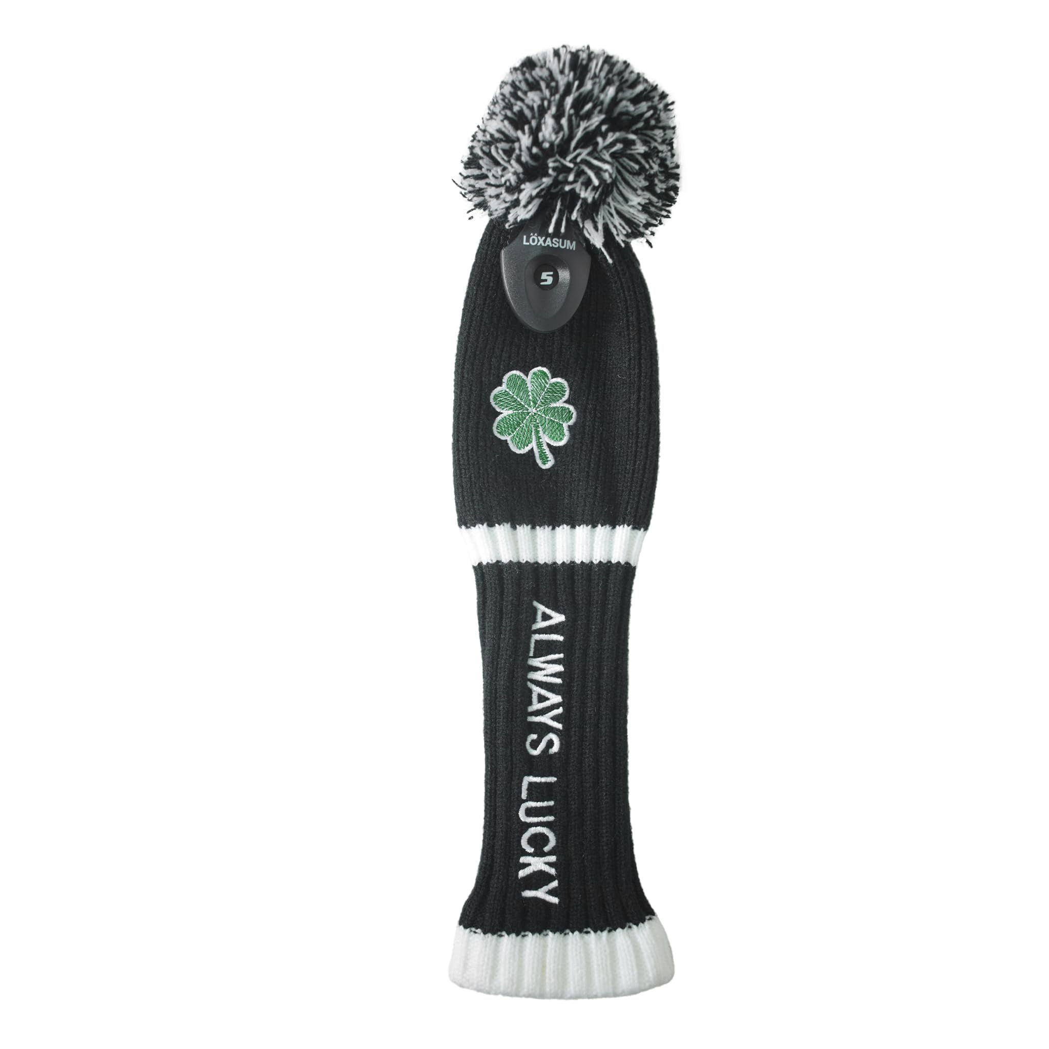 Lot de Housses de tête de Club de Golf 1, 3, 5 - Cadeau de la Saint-Patrick - Trèfle Original brodé Always Lucky 460 CC - Bois Pom Pom