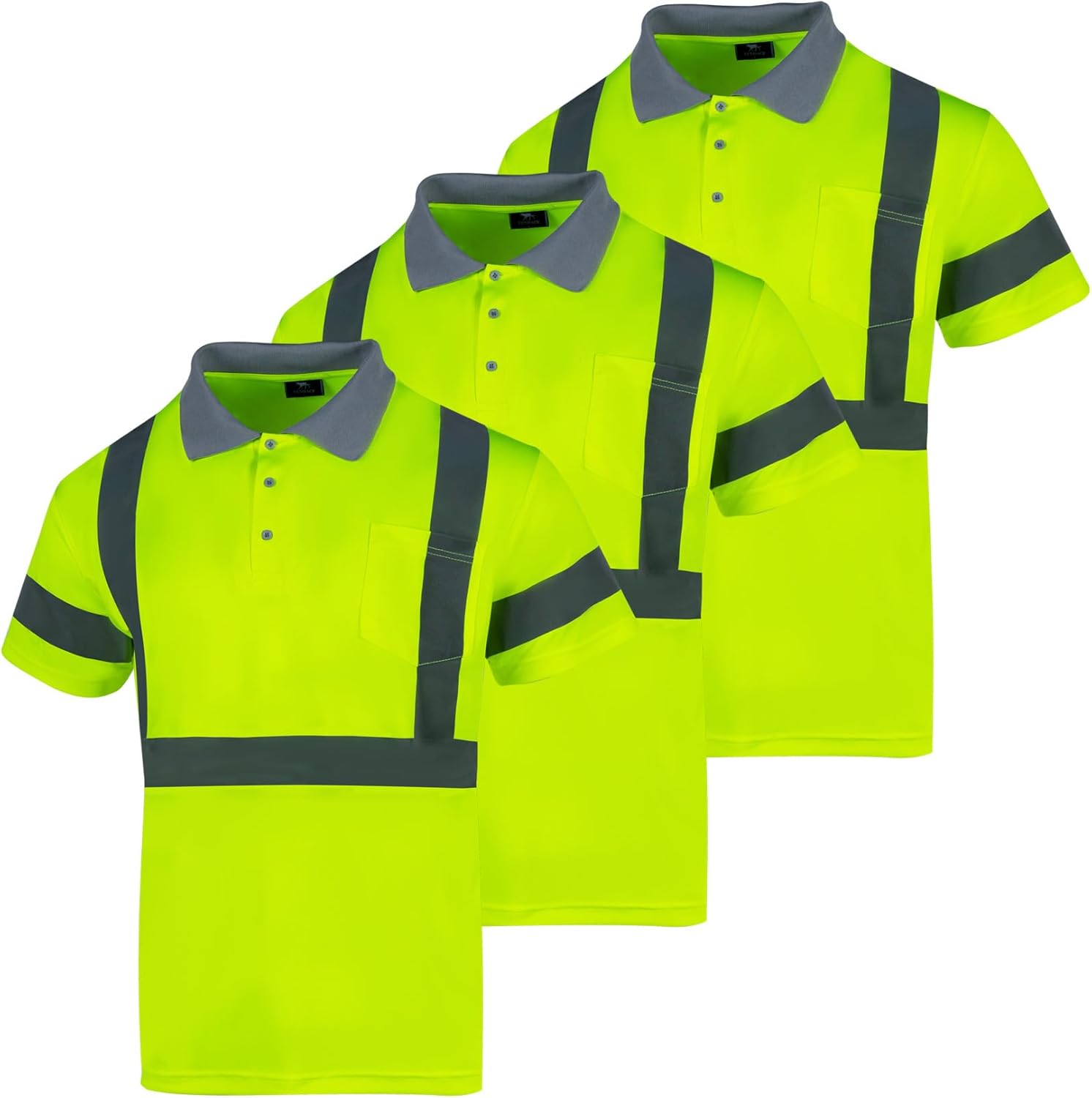 VENDACE 3pcs Hi Vis Reflective Safety Polo Shirts for Men ANSI Class 3 High Visibility Construction Work T Shirts