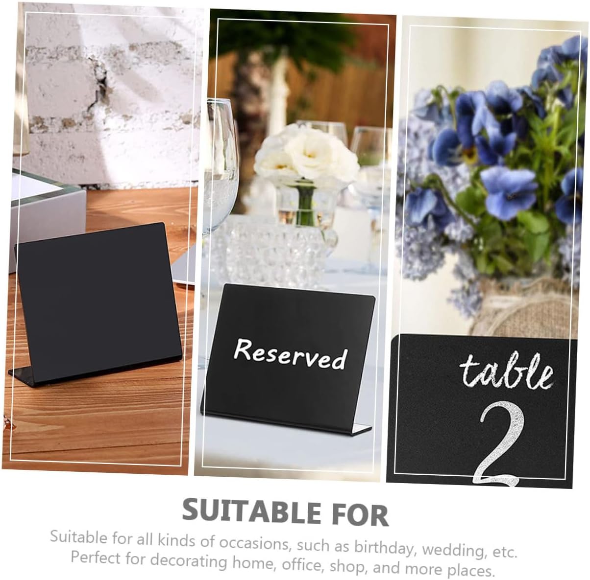 Beaupretty Acrylic Message Blackboards Small Blackboard Signs 12pcs with Chalk Pen Black Mini Chalkboard for Wedding Tabletop Home Decor Counter Display