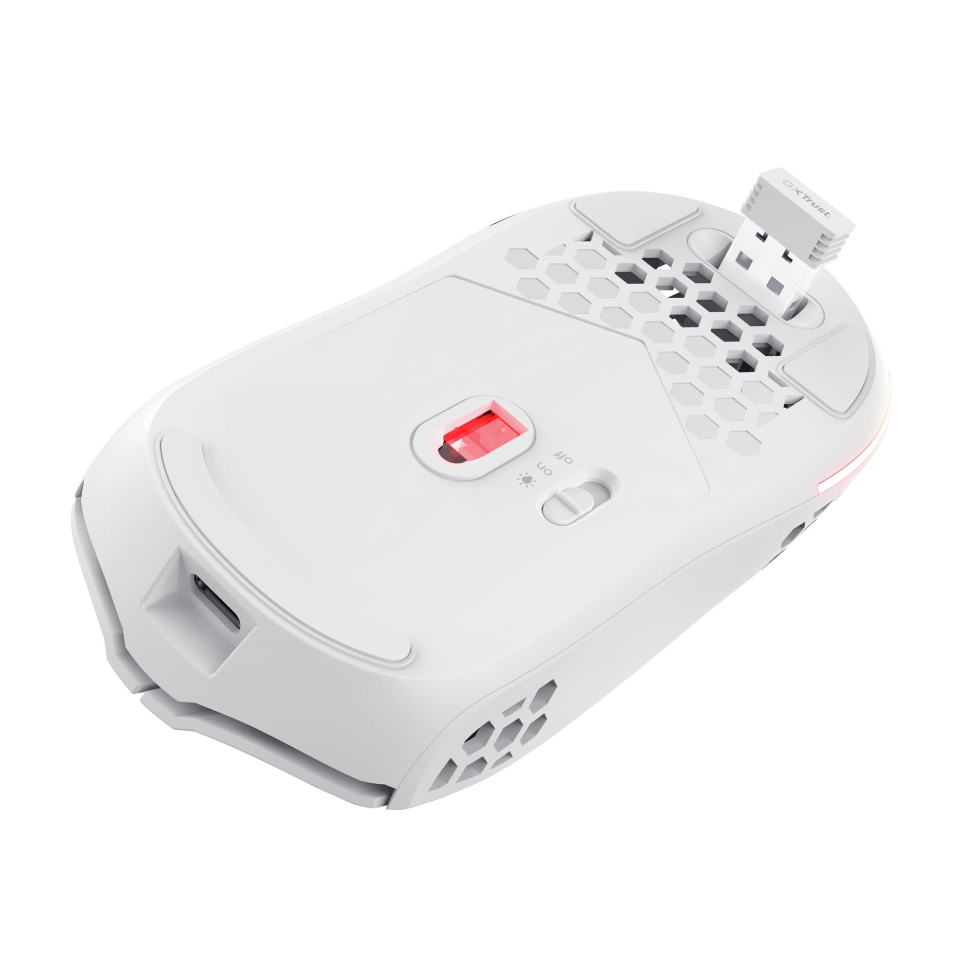 Trust Gaming GXT 928 Helox bezprzewodowa mysz gamingowa, ultralekka mysz 75 g, 80 h ciągłej pracy, odbiornik micro USB 2,4 GHz, regulacja DPI (800-4800), 6 programowalnych przycisków, komputer | Bateria 80h, Mikroodbiornik USB 2,4 GHz, 800-4800 DPI, Mouse