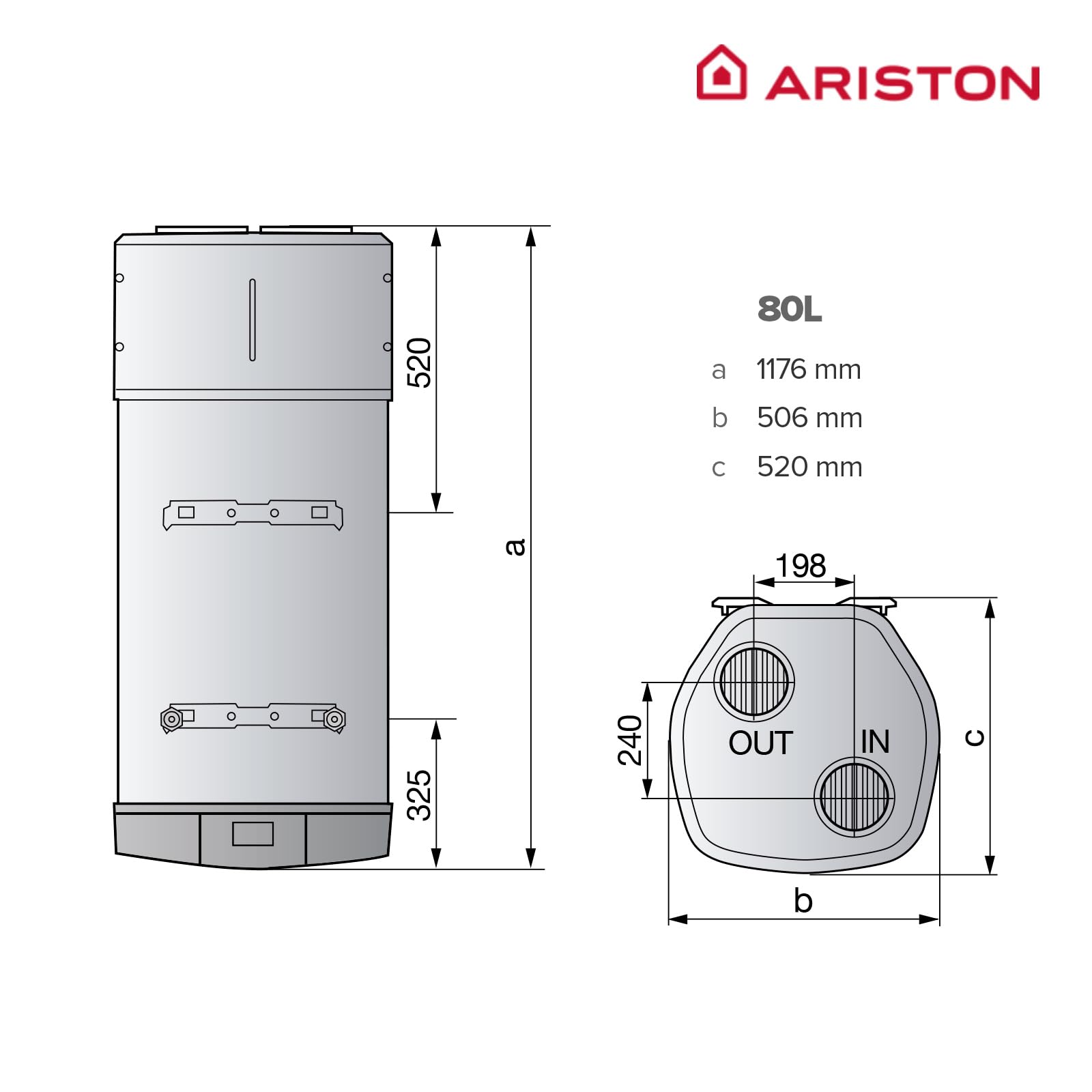 Ariston NUOS PLUS S2 WIFI 80L, Chauffe-Eau Thermodynamique Mural R290, 80% d'Économie d'Energie, Compatible Photovoltaïque, Silencieux 45 dB(A), COP 2.77, Conçu pour être installé en France