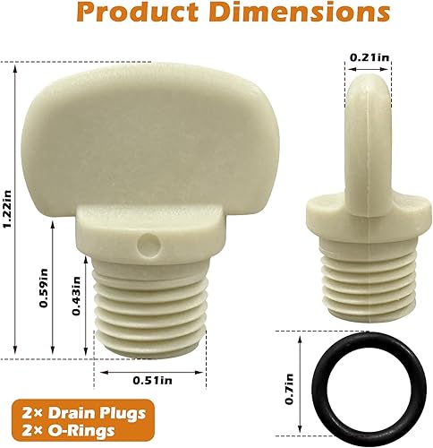 Miniatura 2 de 071131-192115 Reemplazo para piezas de bomba de piscina Whisperflo e Intelliflo Tapones de drenaje con junta tórica, paquete de 2