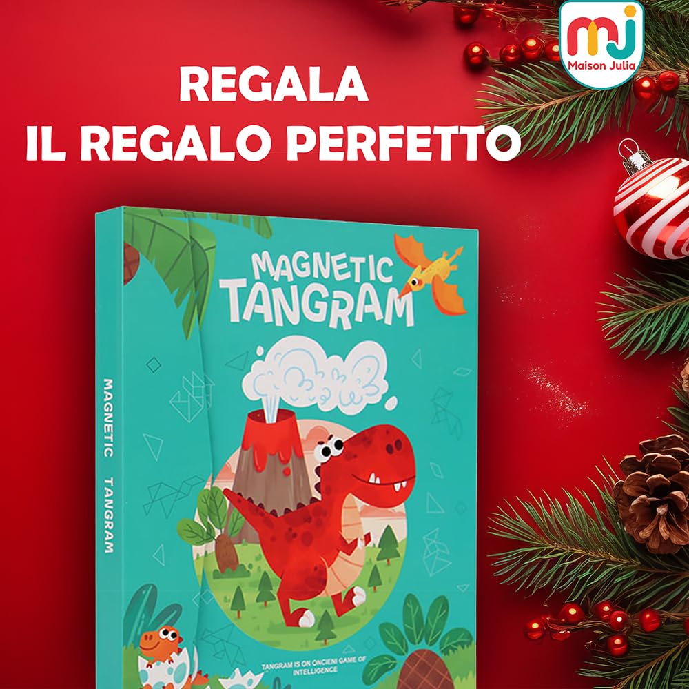 Tangram Bambini Magnetico - Gioco Educativo Montessori da 3 Anni - Puzzle Smart da Viaggio - Attività Calma Treno Aeroplano e Auto - Rompicapo - Regalo Natale Compleanno