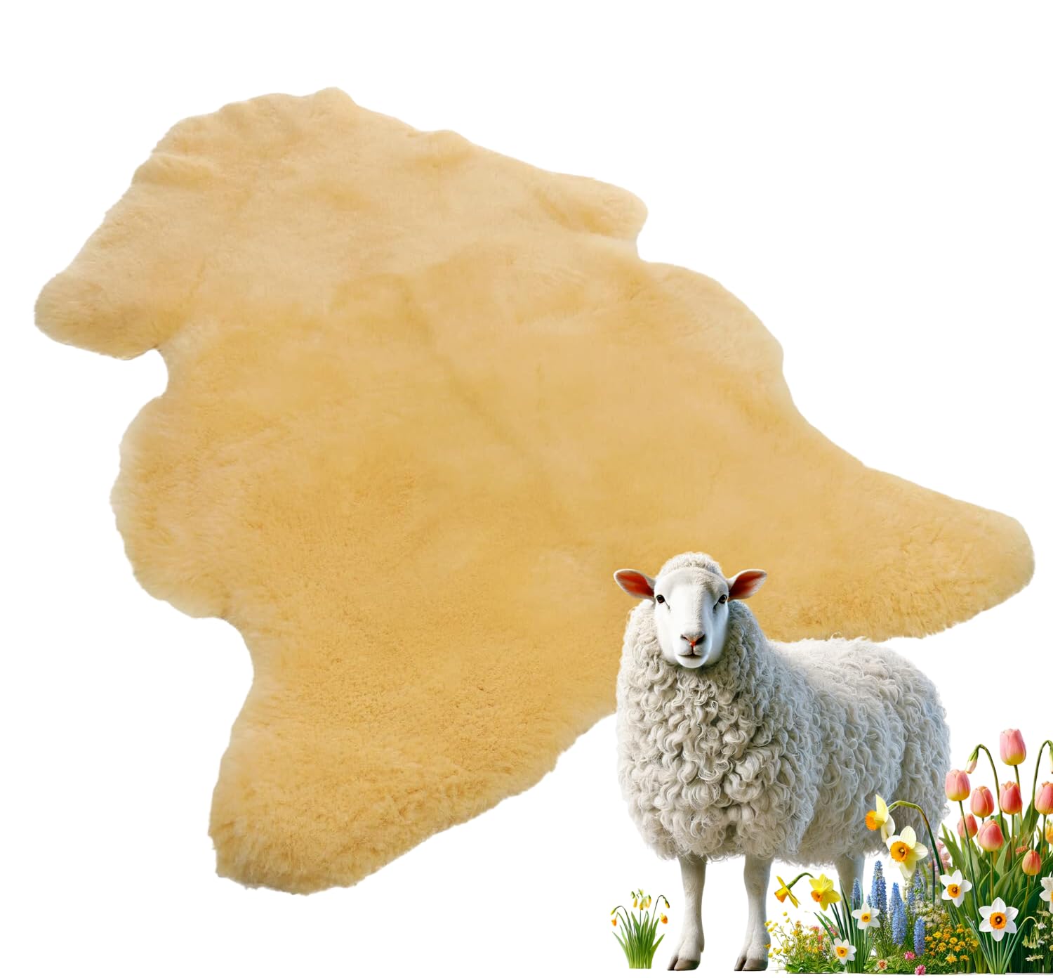 Lammfellhof Baby Lammfell Medizinisch Gegerbt - Therapeutisches Lammfell, Medizinisches Schaffell Baby - Lammfell Echt Merino Schaffell Ökologisch - 100% Natürliches Relugan (XXL -ca.105-110cm)