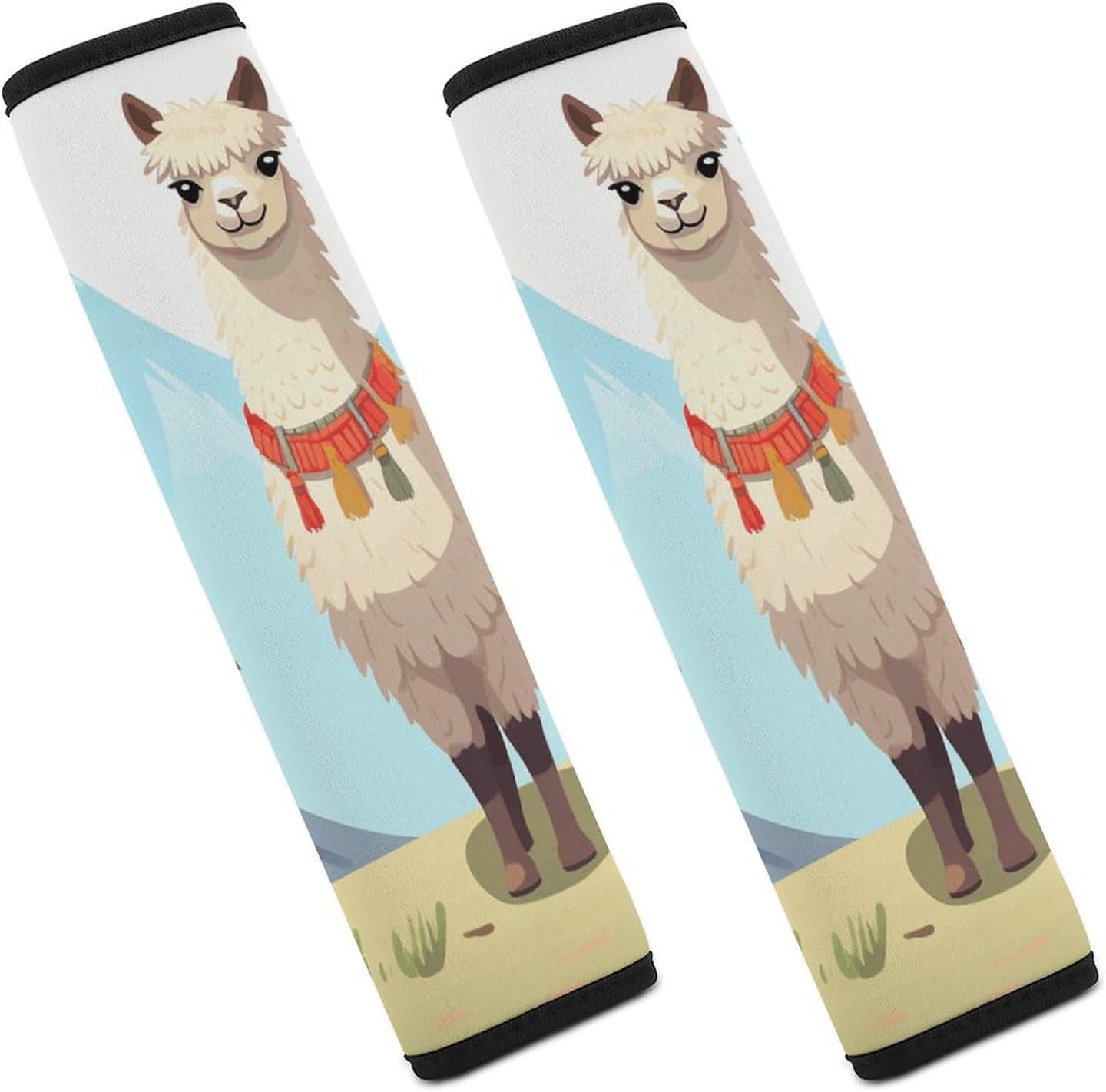 2 PCS Super Soft Car Seat Belt Pad, Cute Llama and Alpaca Printed Waterproof Sweat-Absorbing Seat Belt Covers Backpack Shoulder Pad for All Car Seats Baby Strollers