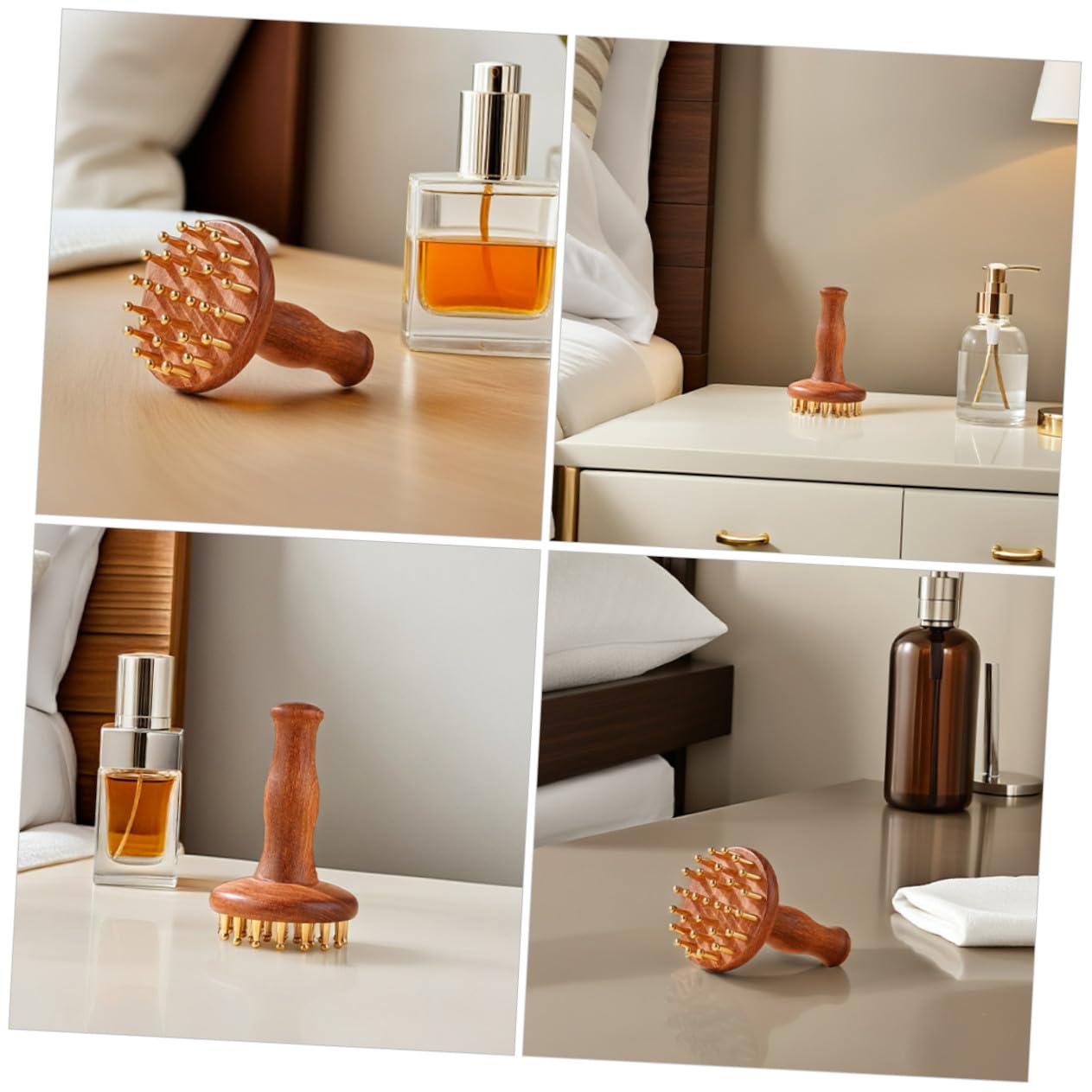 Sandelholz-massagebürste Mit Messingkopf Ergonomischer Ganzkörper-massagestab Für Gua Sha-körperpflege Rücken- Bauch- Oberschenkel Armentspannung Tragbar Für Zuhause Und
