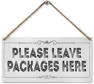 Mtrgdn Please Leave Packages Here Sign,Package Delivery Sign for Outside,Rustic Wall Hanging Decor for Indoor,Outdoor,Front Door, Business,12x6 Inch