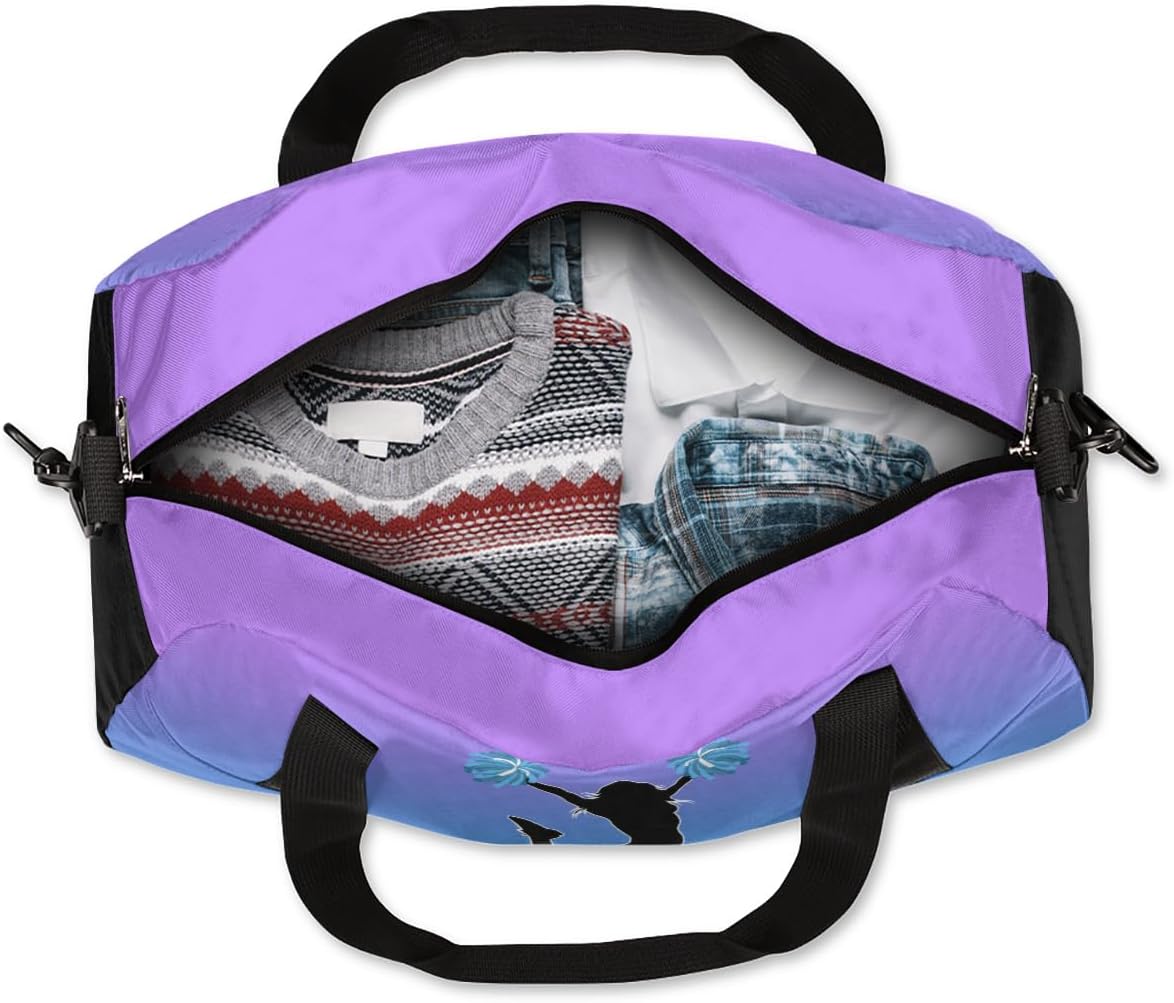 Cheerleader Kids Overnight Duffel Bags for Girls Cheer Sport Gym Bag Duffel Bag for Travel Weekender Practice Gymnastics Ballet School Gym Sleepover Bag - Image 5