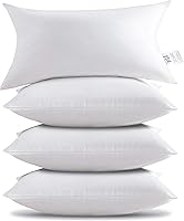 Vista 12 de HITO 12x20 Insertos de almohada (Juego de 2) - Fundas de almohada decorativas 100% algodón con relleno de alternativa al plumón, color blanco