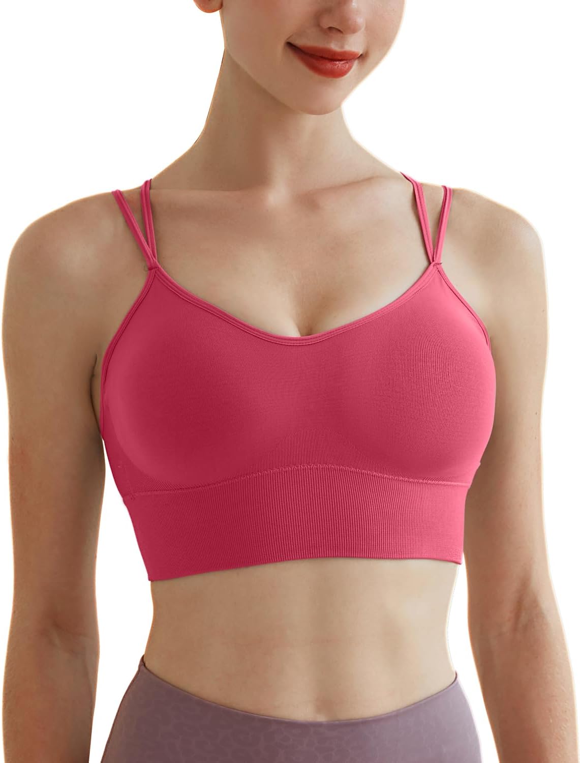 Memoryee Sports Bras Women Padded Cross Back Strappy Non Wired Push Up Medium Impact Crop Top for Running Yoga Dance