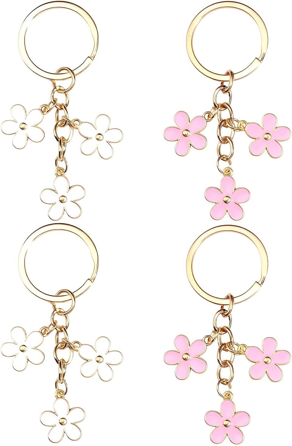 ZISHAN 4 Pcs Key Rings Women, Keychain Accessories, Flower Keyring, Cute Keychain, Flowers