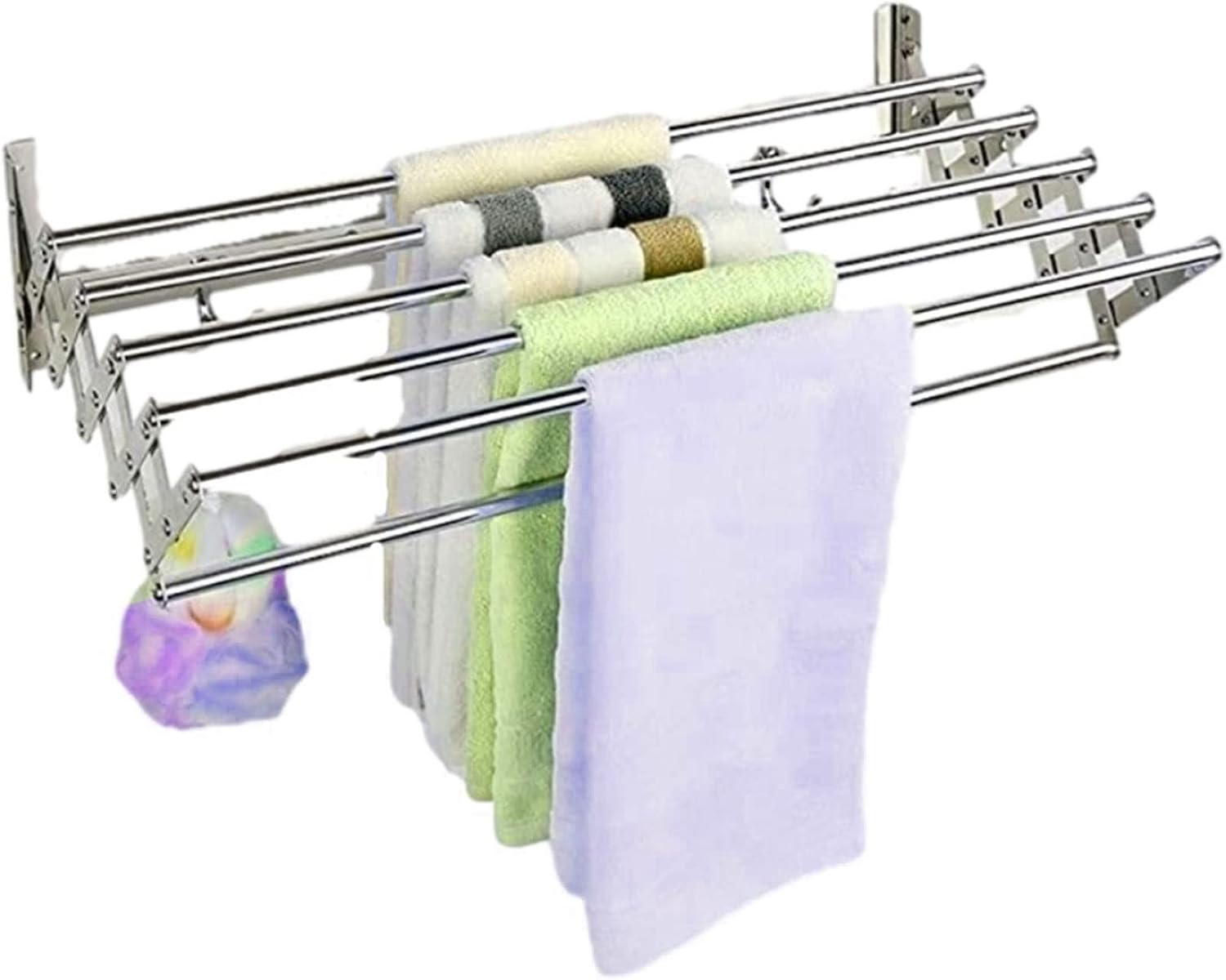Clothes Drying Rack 40-100cm Clothes Airer Wall Mounted Folding Laundry Drying Rack Clothing FoldableStainless Steel Bathroom Towel Rack Washing Line Clothes Dryer Balcon