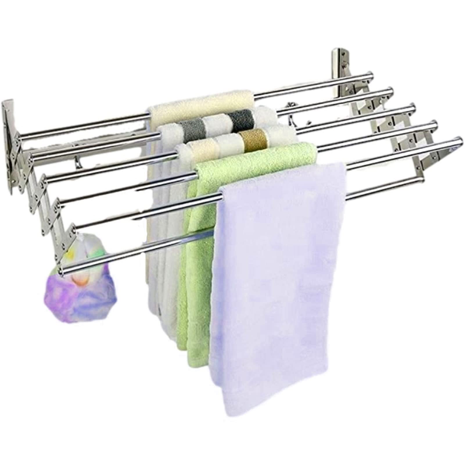 CDZYMY Tendedero de Pared Plegable de 40 a 100 cm tendedero de Ropa tendedero de Acero Inoxidable 304 tendedero para baño balcón terraza Estrella de luz (Monocolor 100 cm)
