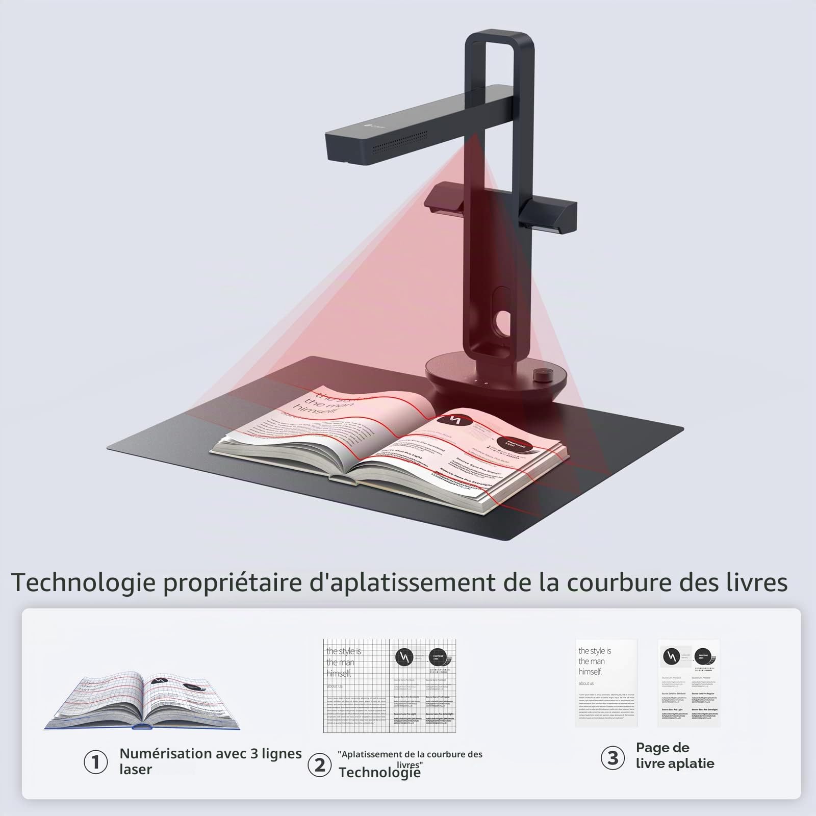 CZUR Aura Pro Scanner de Documents Portable Scanner de Livres pour Windows Mac