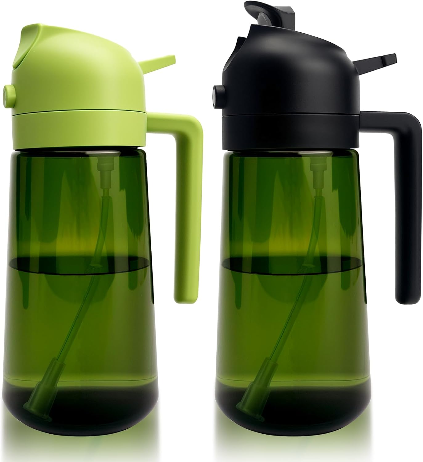 Cheardia 2 Pack 16 oz Oil Sprayer for Cooking, 2 in 1 Glass Oil Dispenser Pour and Spray Bottle with Lid for Kitchen, Air Fryer, Salad, Baking, BBQ(Black, Green) Cheardia 2 Pack 16 oz Oil Sprayer for Cooking, 2 in 1 Glass Oil Dispenser Pour and Spray Bottle with Lid for Kitchen, Air Fryer, Salad, Baking, BBQ(Black, Green)